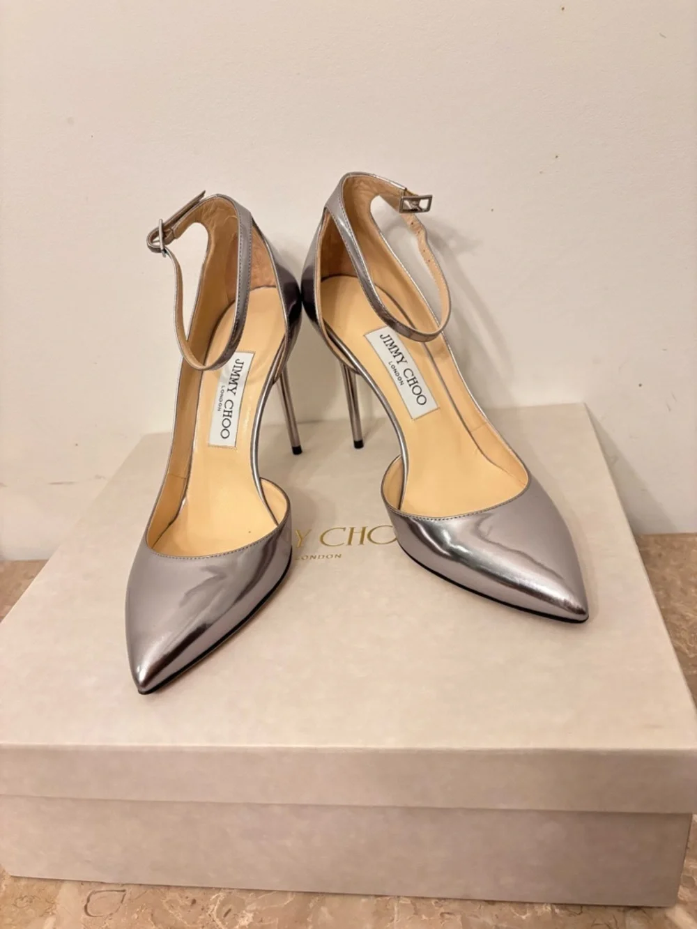 AUTHENTIC Jimmy Choo Lucy 100 colour Steel D’orsay - Picture 2 of 16